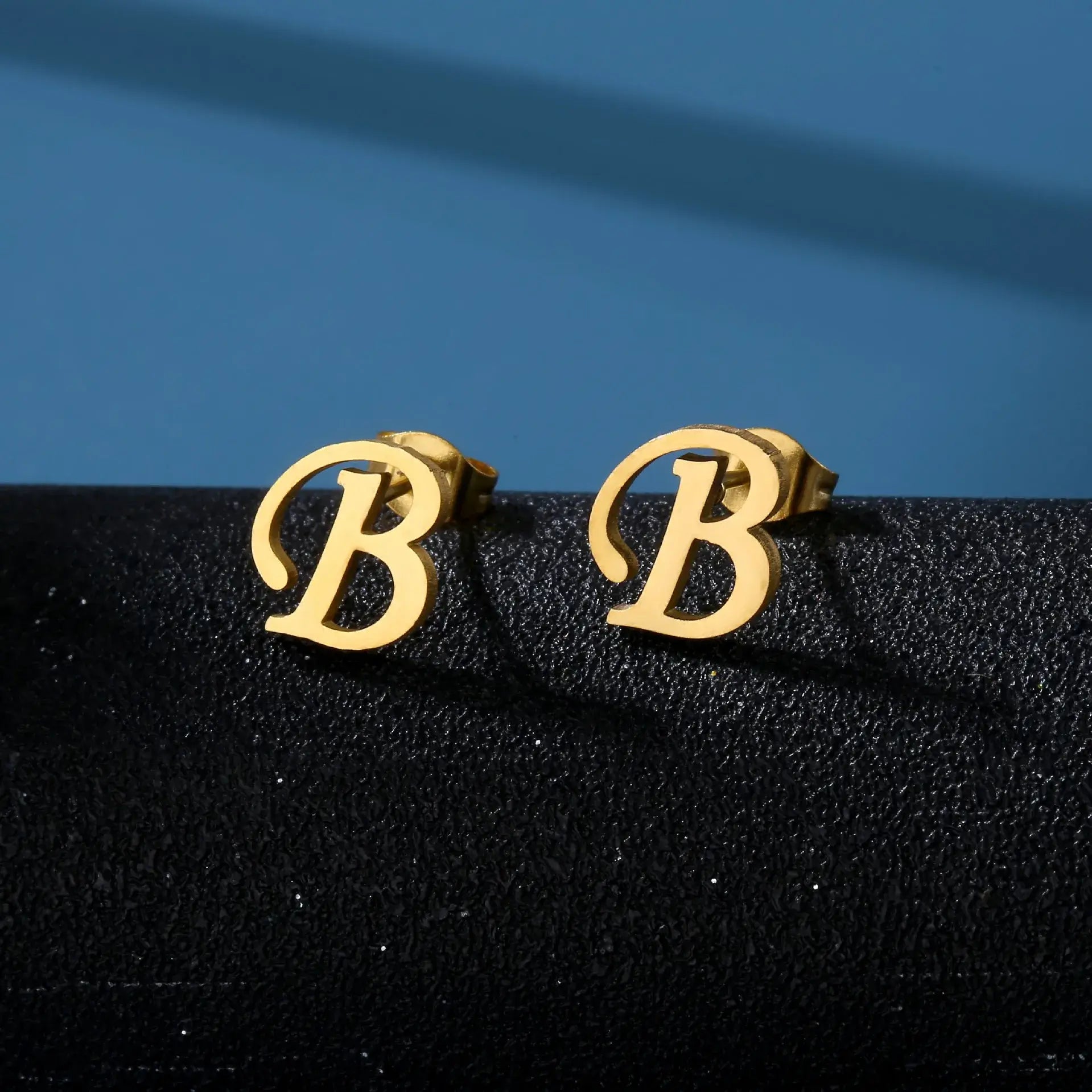 Tiny Stainless Steel Initial Letter Stud Earrings Gift
