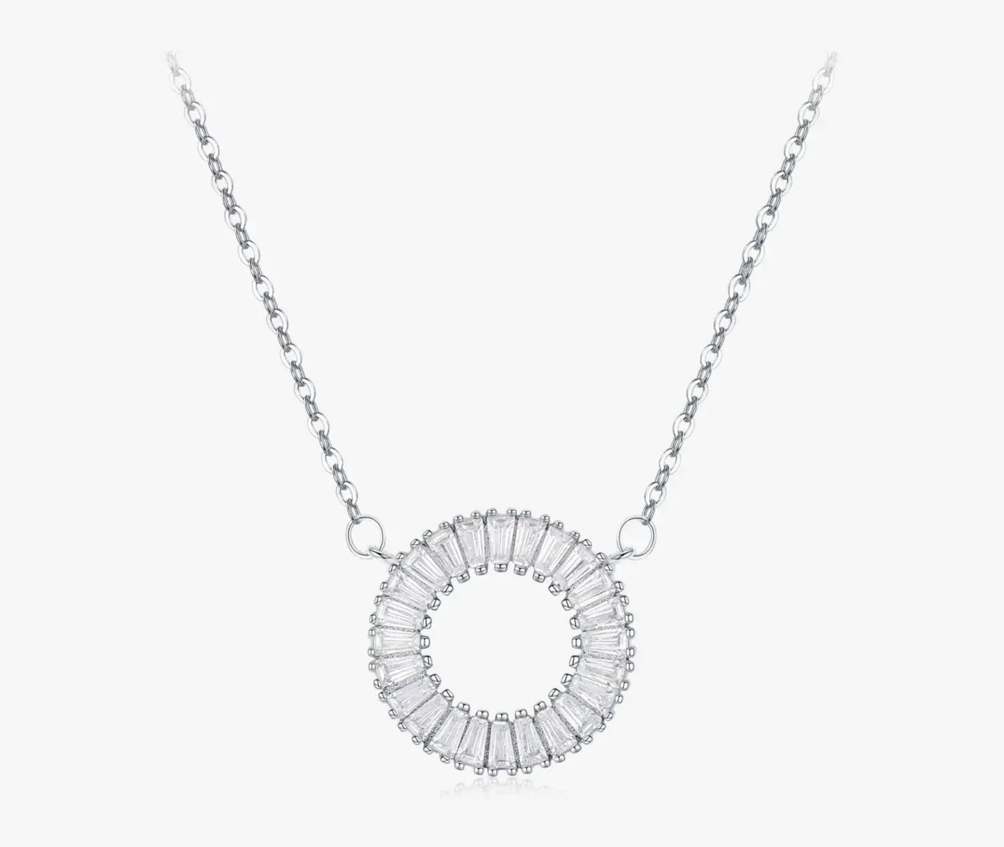 Ailmay Sparkling Clear Zircon 925 Sterling Silver Pendant Necklace