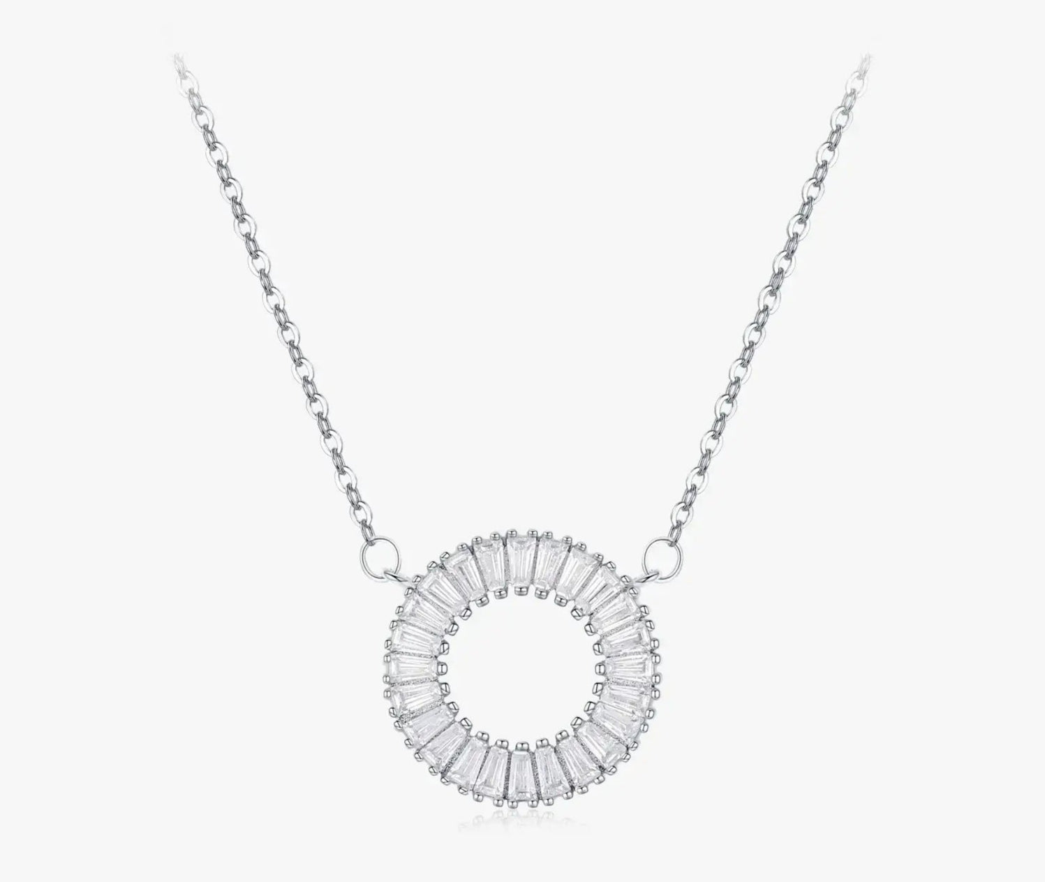 Ailmay Sparkling Clear Zircon 925 Sterling Silver Pendant Necklace