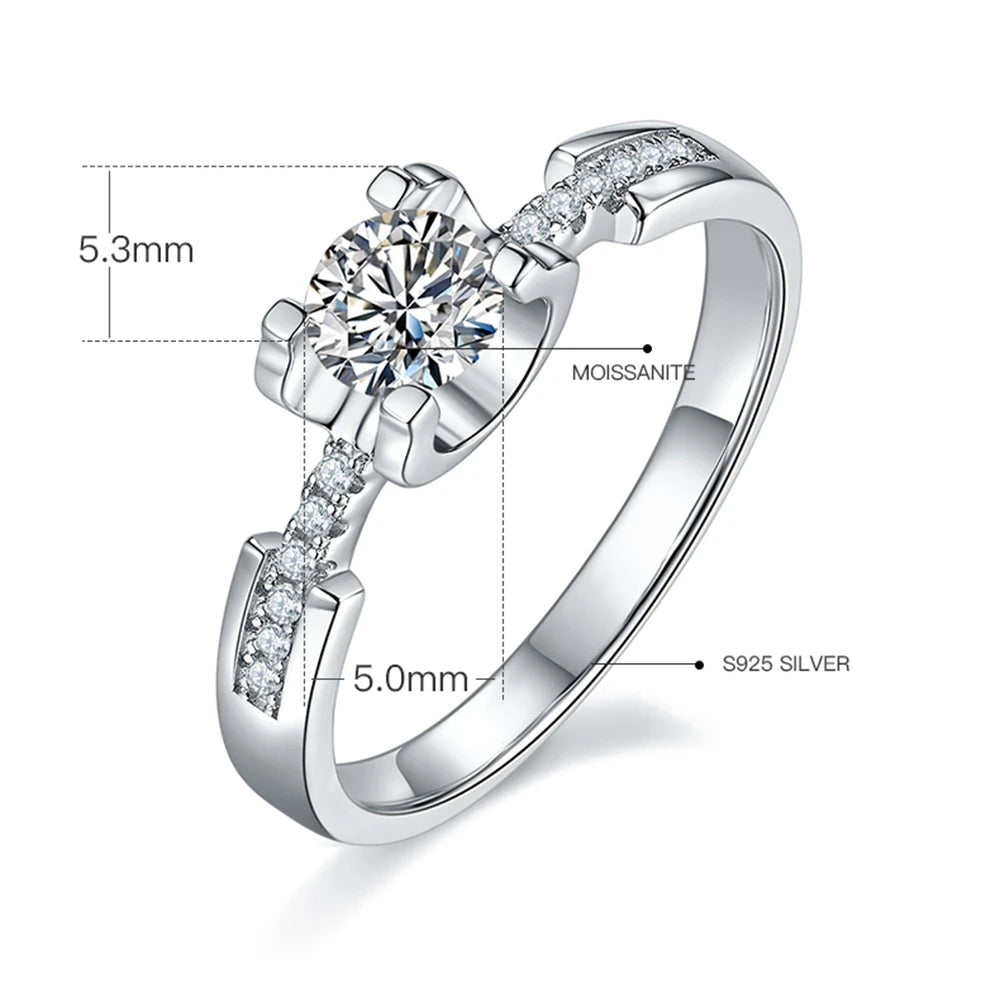 WUIHA Moissanite Diamond 18K Gold Ring for Women Wedding Engagement 925 Sterling Silver Jewelry
