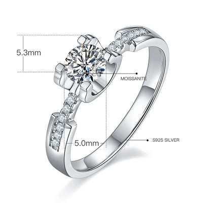 WUIHA Moissanite Diamond 18K Gold Ring for Women Wedding Engagement 925 Sterling Silver Jewelry
