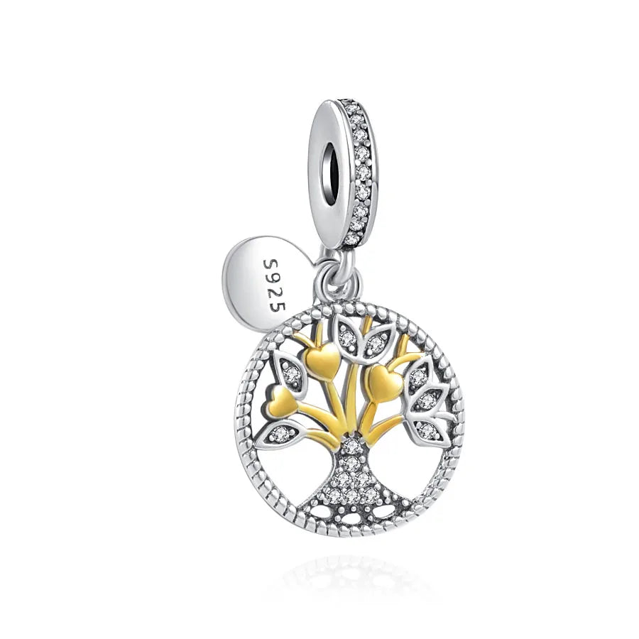 Yinyang Flower Clover Pendant 925 Silver Amulet for Bracelets DIY Jewelry Gift B1216