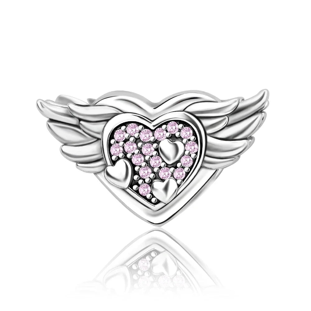 Sterling Silver 925 Angel Wing Heart Bird Charms for Bracelets and Necklaces Women's Fine DIY Jewelry Gifts