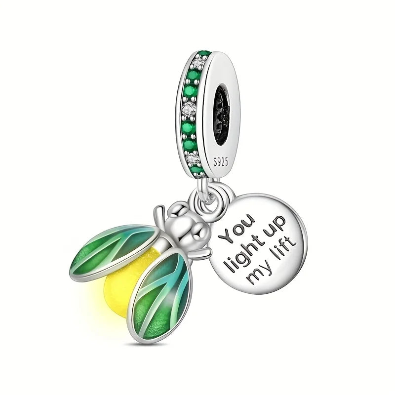 Green Monstera Leaf Charm 925 Sterling Silver Dangle Bracelet Jewelry for Women PAC1209