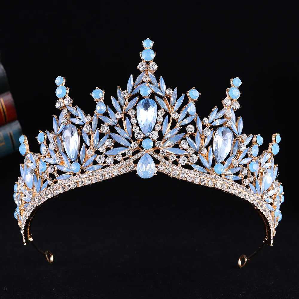 Diezi Baroque Vintage Crystal Tiara Crown for Women and Girls Wedding Party Elegant Rhinestone Hair Jewelry