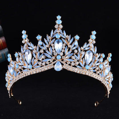 Diezi Baroque Vintage Crystal Tiara Crown for Women and Girls Wedding Party Elegant Rhinestone Hair Jewelry
