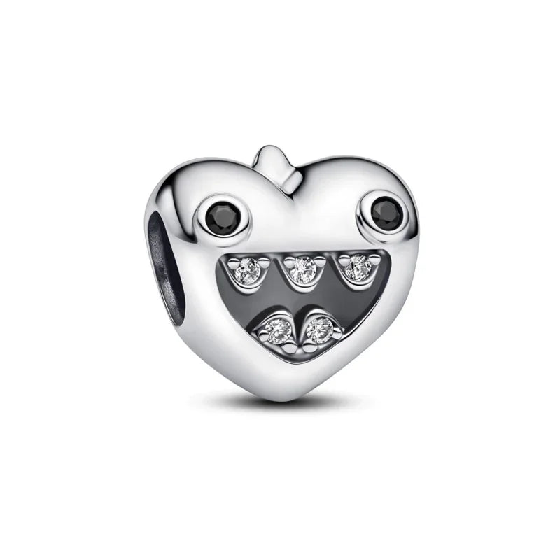 Original 925 Sterling Silver Heart Star Hot Air Balloon Puzzle Charms with Zircon for DIY Necklace and Bracelet Jewelry Gift