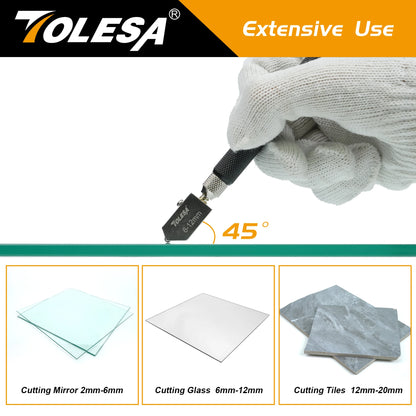 TOLESA Premium Glass Cutter Kit with Automatic Oil Feed - Perfect for Mirrors, Tiles & Mosaics