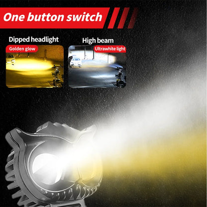 Dual Color Owl LED Motorcycle Spot Light 4 Mode 3000LM