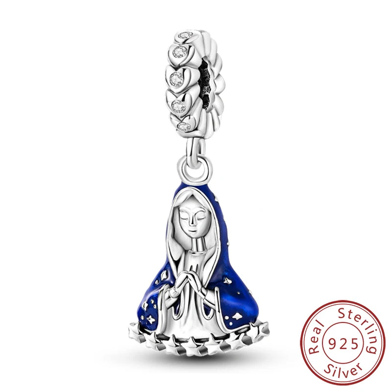 925 Sterling Silver Charms Pendant Set for Bracelets Angel Devil's Eye Fatima's Hand Cross Women's Jewelry Gift KTC936