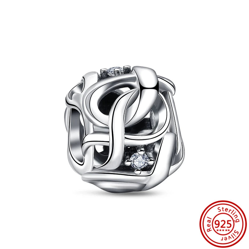 Silver Animal Hearts Infinity Crown Bead Charms Bracelet for Women 925 Sterling Silver Jewelry Y025