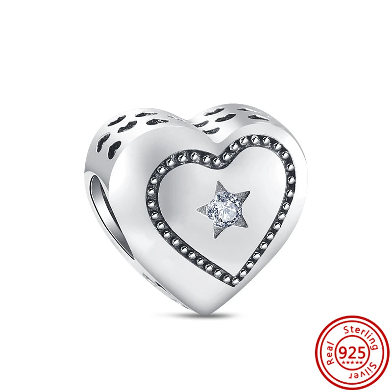 Fit Pantaro 925 Sterling Silver Bracelet with Snowflake Moon Sun Charms and Sparkling Beads N640
