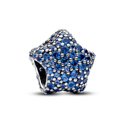 925 Sterling Silver Blue Star Gold Sun Pink Moon Zircon Beads Charms for DIY Jewelry Gifts