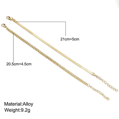 Vintage Gold Flat Snake Chain Anklet for Women Beach Jewelry