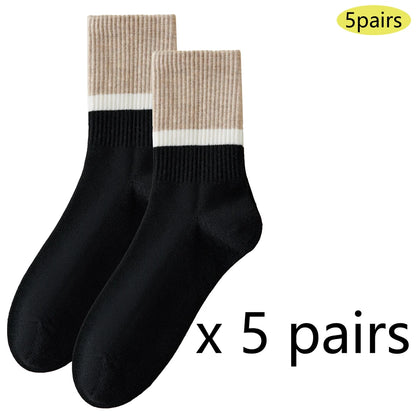 5 Pairs Antibacterial Thermal Wool Socks Men Thick Crew