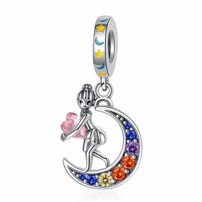 Elegant 925 Sterling Silver Bow Charm with Zircon for Mother's Day Bracelet