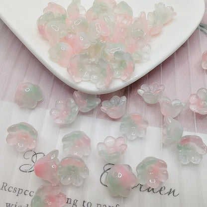 30 Piece Colorful Flower Shape Glass Beads for DIY Jewelry Making and Handmade Accessories