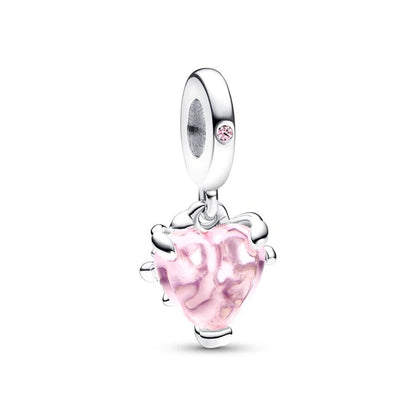 Pink Hot Air Balloon Daisy Murano Glass Charm for European Silver Bracelet SS1456