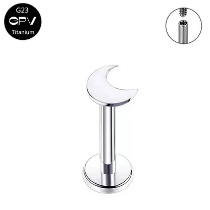 G23 Titanium Stud Earrings with Star Moon Cross Design for Cartilage Piercing Jewelry
