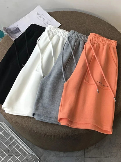 Summer High Waist Wide Leg Knee Length Shorts Drawstring