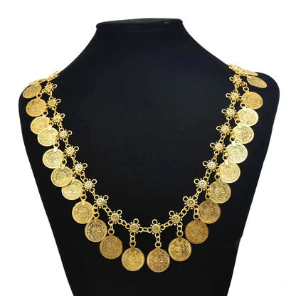 Indian Vintage Coin Tassel Choker Necklace for Women Ethnic Boho Jewelry Gift