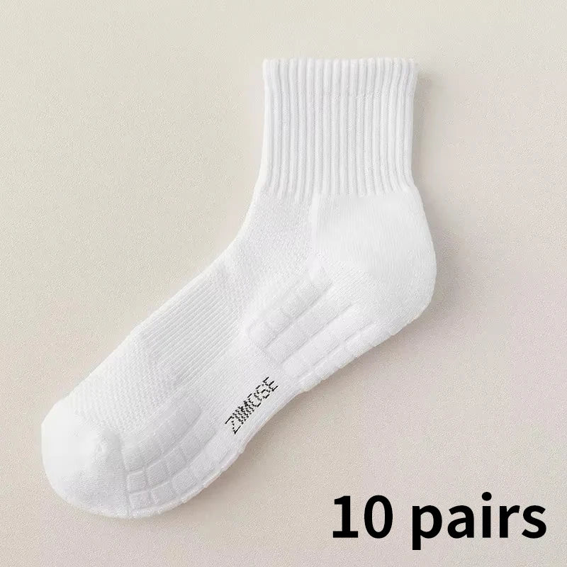 10 Pairs Men’s Thickened Cotton Winter Sports Socks Velvet Towel Bottom Mid Tube Basketball Socks
