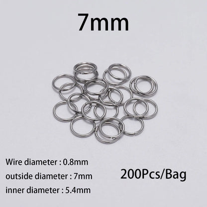 Stainless Steel Jump Rings Open Loops for DIY Jewelry Making 30 to 200 Pieces 0.8 x 6mm 200pcs