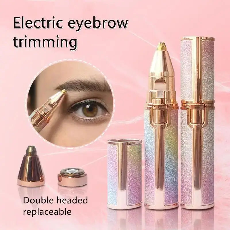 Portable 2 IN 1 Electric Epilator Eyebrow Trimmer Rechargeable Mini Painless Razor Shave Shaver