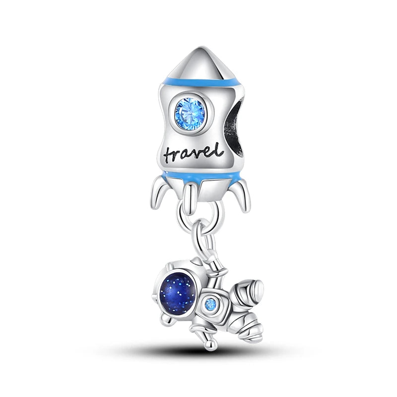 925 Sterling Silver Starry Sky Moon Earth Star Beads