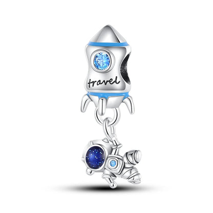 925 Sterling Silver Starry Sky Moon Earth Star Beads