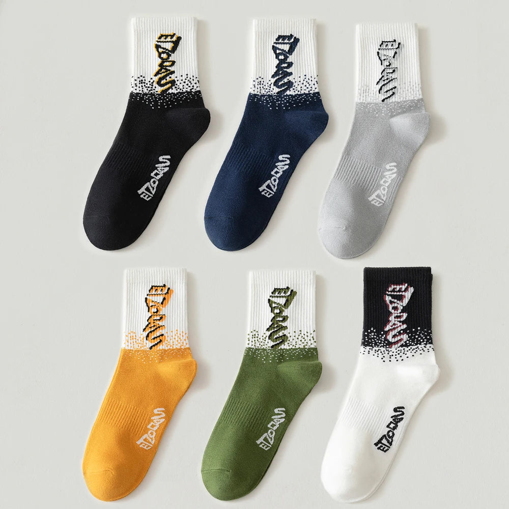 6 Pairs Breathable Mid Calf Sports Socks Men Odor Control