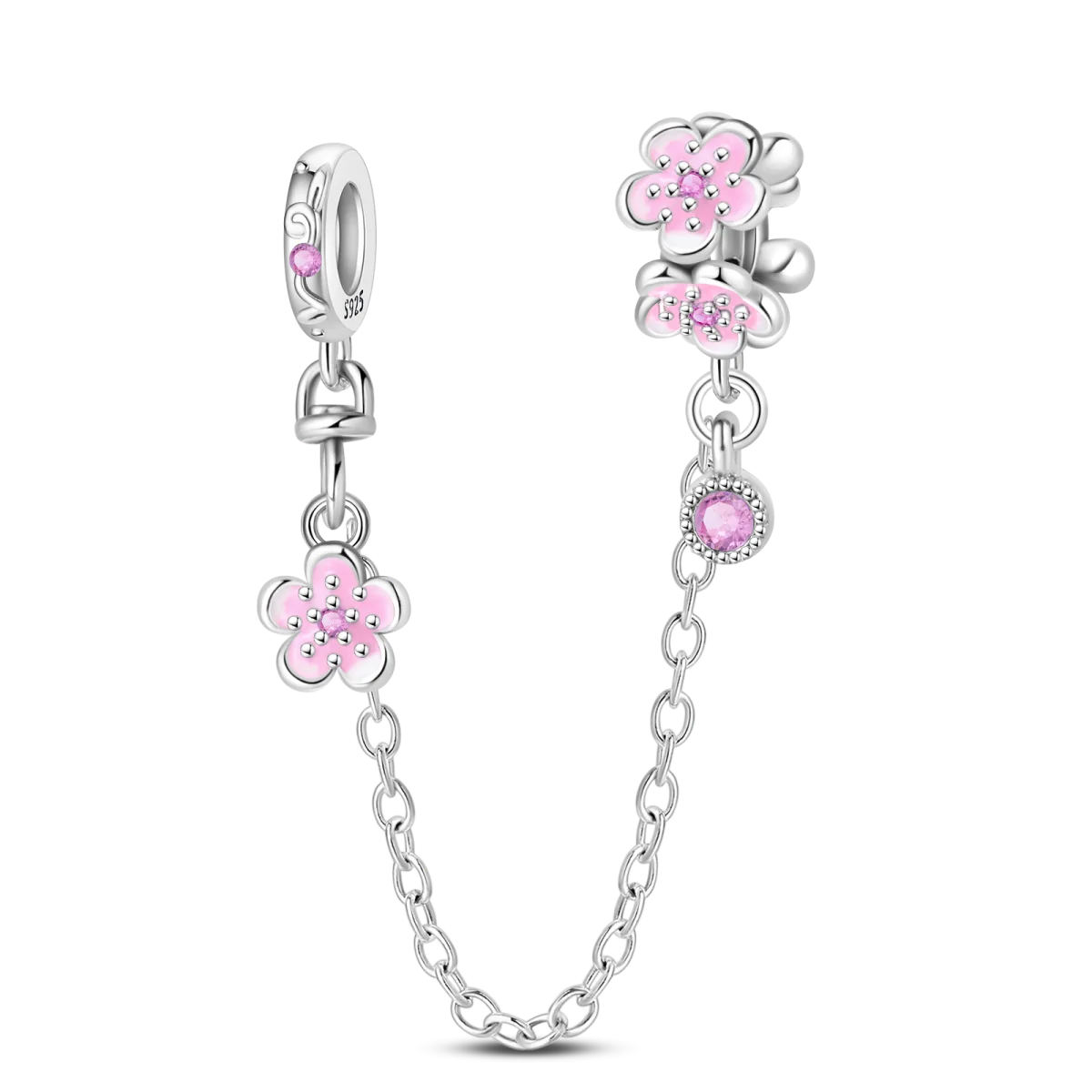 925 Sterling Silver Clover Daisy Star Moon Pavé Safety Chain Bow Necklace and Bracelet Set Luxury Fine Jewelry for Women