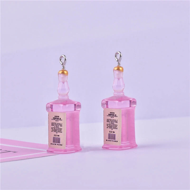 Vibrant Resin 3D Wine Bottle Charms Set for DIY Jewelry and Crafts