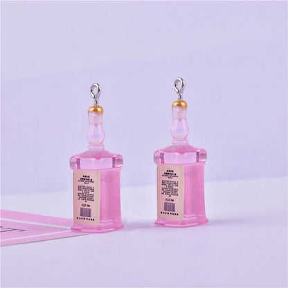 Vibrant Resin 3D Wine Bottle Charms Set for DIY Jewelry and Crafts
