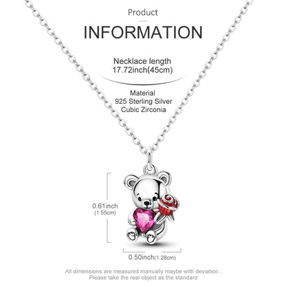 Elegant 925 Sterling Silver Zircon Butterfly Heart Pendant Necklace for Women Anniversary Gift KTN064