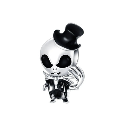 925 Sterling Silver Halloween Charms Set Pumpkin Skull Witch Ghost Beads for Bracelet Necklace Jewelry