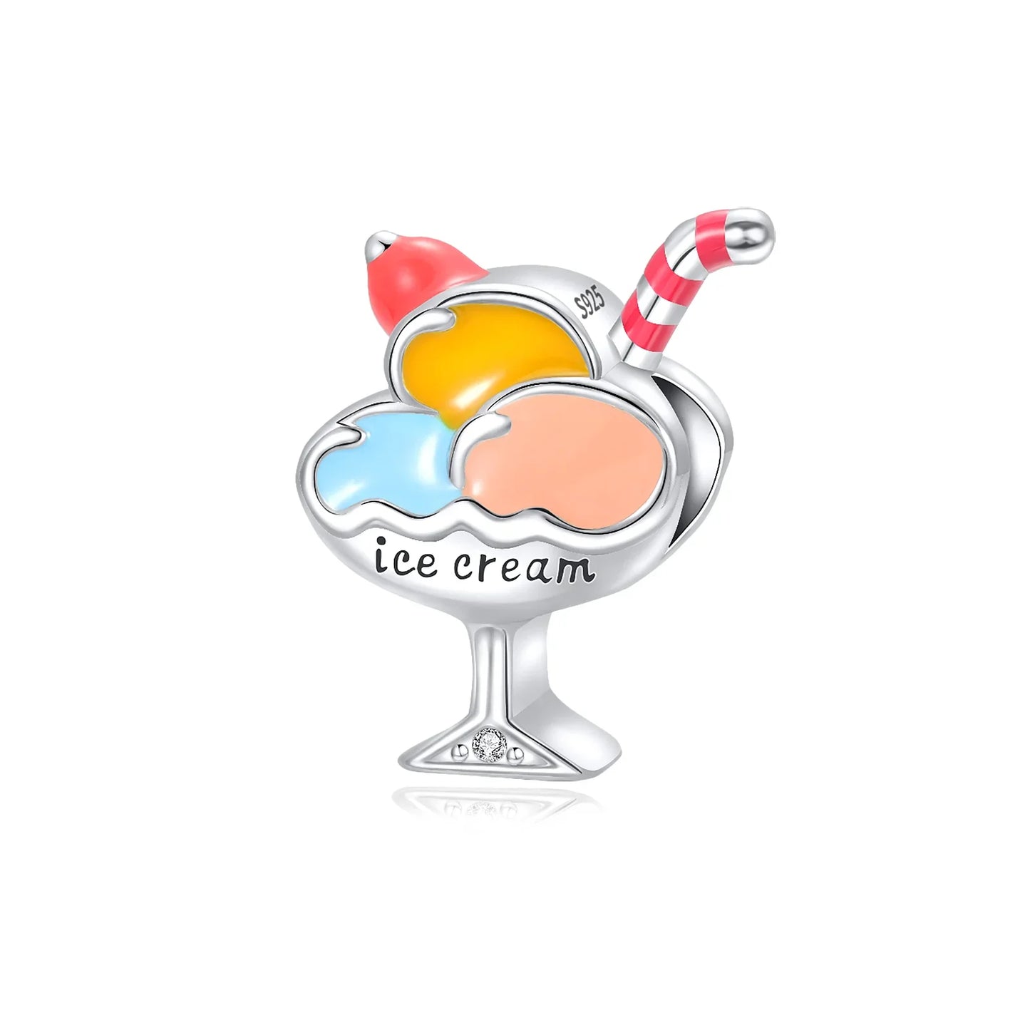 925 Sterling Silver Summer Charms Beads Ice Cream Fruit Candy Cake Zircon DIY Jewelry for Necklace and Bracelet Gifts