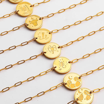 Vintage Zodiac Sign Charm Bracelet for Women - Stainless Steel Horoscope Jewelry 2023