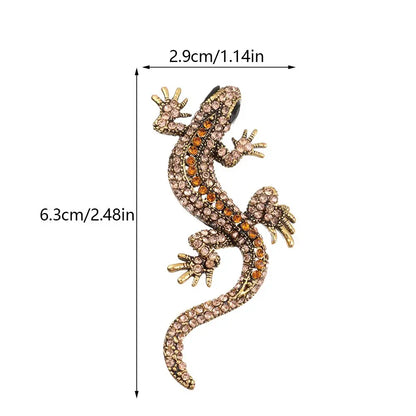 Vintage Rhinestone Lizard Gecko Brooch Pin for Gift Bags