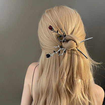 Elegant Floral Metal Hairpin Set for Women - Modern Chinese Hanfu Hair Accessories