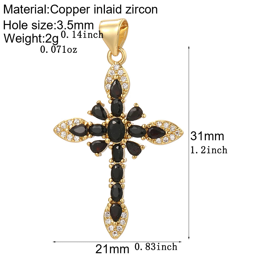 Gold Cubic Zirconia Cross Dangle Charms for Jewelry Making Necklace Bracelet Earrings