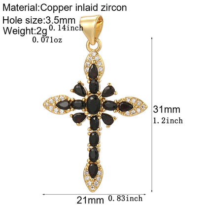 Gold Cubic Zirconia Cross Dangle Charms for Jewelry Making Necklace Bracelet Earrings