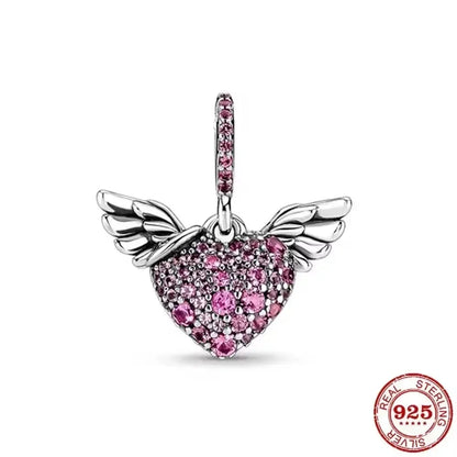 925 Sterling Silver Purple Star Animal Heart Flower Charms Beads for DIY Necklace and Bracelet Jewelry Gift