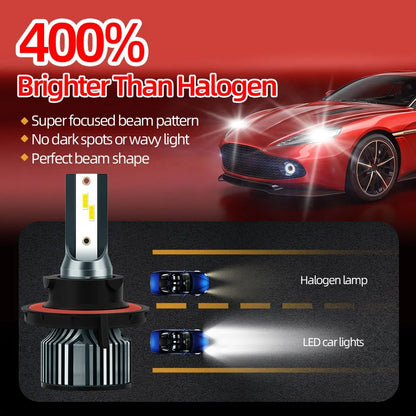 2pcs H13 9008 LED Car Headlight Bulb 18000LM 180W 6500K High Low Beam Auto Fog Lamp 400 Percent Brighter Than Halogen