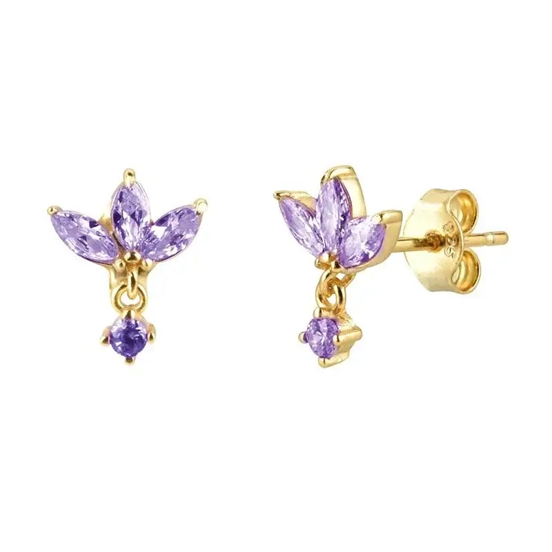 925 Sterling Silver Tiny Stud Earrings Colorful Crystal Luxury Jewelry LN0174-5
