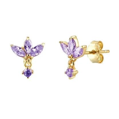 925 Sterling Silver Tiny Stud Earrings Colorful Crystal Luxury Jewelry LN0174-5