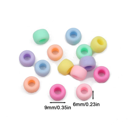 200 Pieces Colorful Silicone Acrylic Large Hole Loose Beads for DIY Bracelet Necklace and Hair Accessories