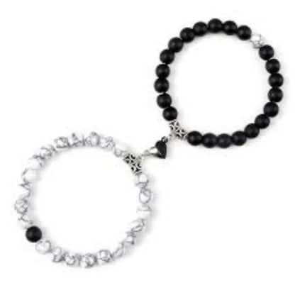 Magnetic Love Stone Beaded Couple Bracelets Set for Women and Men