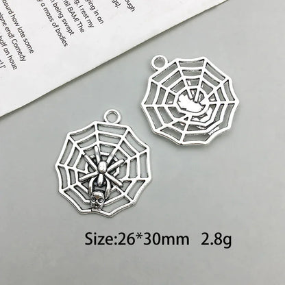 Antique Silver Spider Charms Set for DIY Halloween Jewelry Crafting