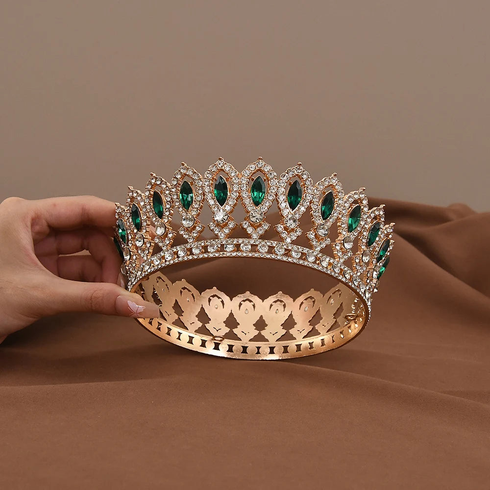 Vintage Crystal Baroque Rhinestone Tiara Bridal Wedding Headdress Hairpiece